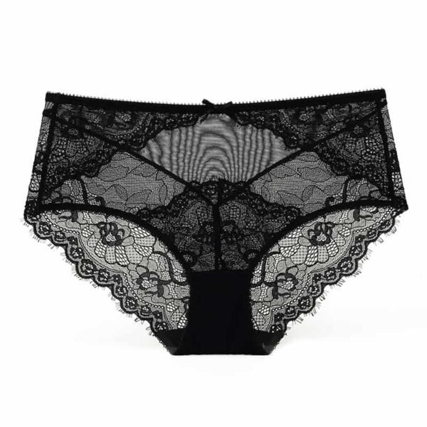 Inestory's women's High-Rise Lace Hipster Underwear black color
